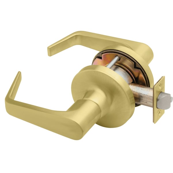 Grade 1 Passage/Closet Cylindrical Lock, Non-keyed, Dane Lever, Standard Rose, Satin Brass Finish